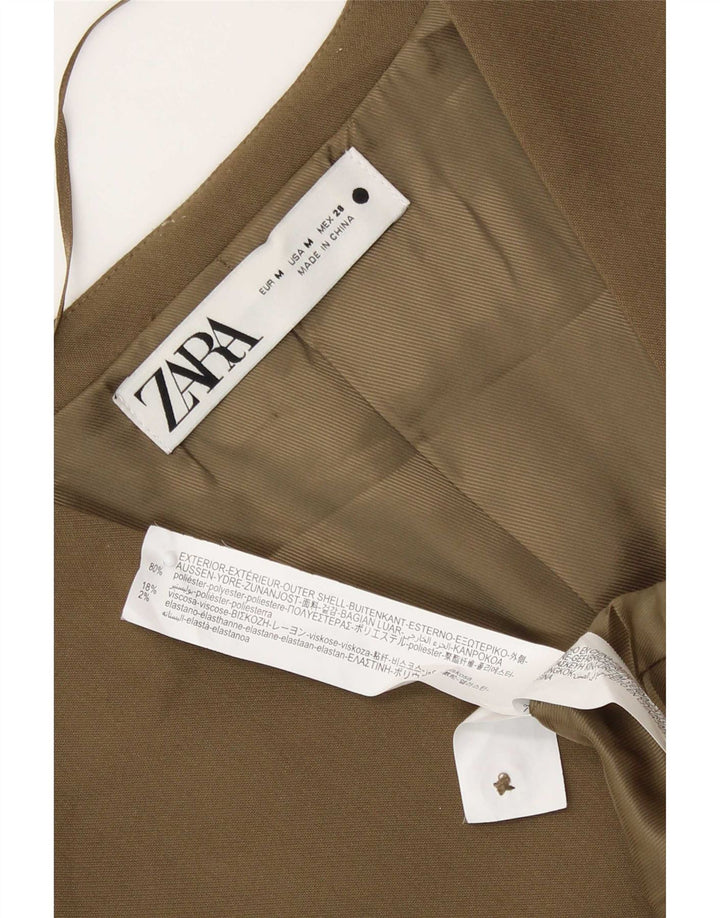 Colete feminino Zara UK 12 poliéster cáqui médio