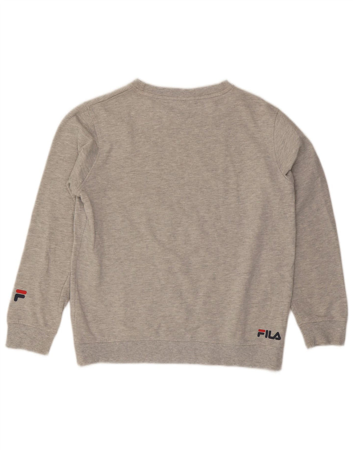 FILA Mens Graphic Moletom Jumper Pequeno Algodão Cinza