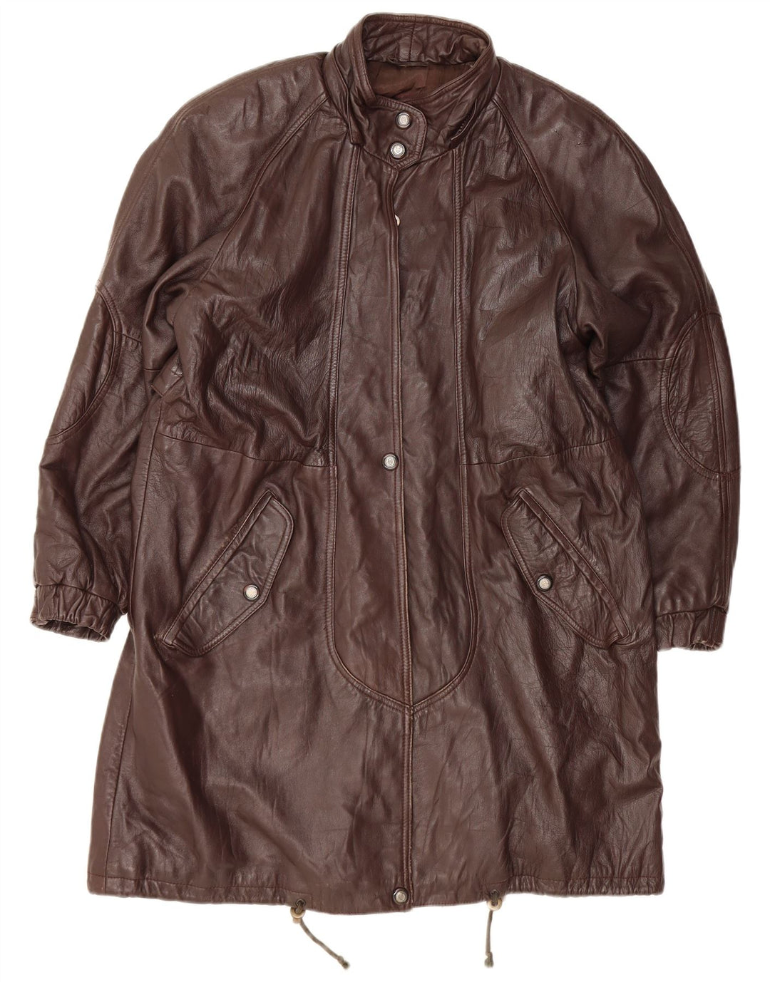 Casaco de couro feminino VINTAGE Reino Unido 14 grande couro marrom