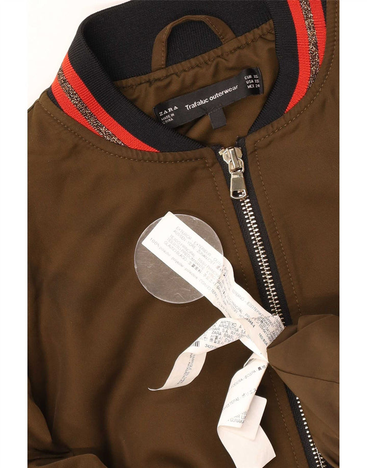 Zara Jaqueta Bomber Feminina Oversized UK 6 XS Marrom Colorblock Poliéster