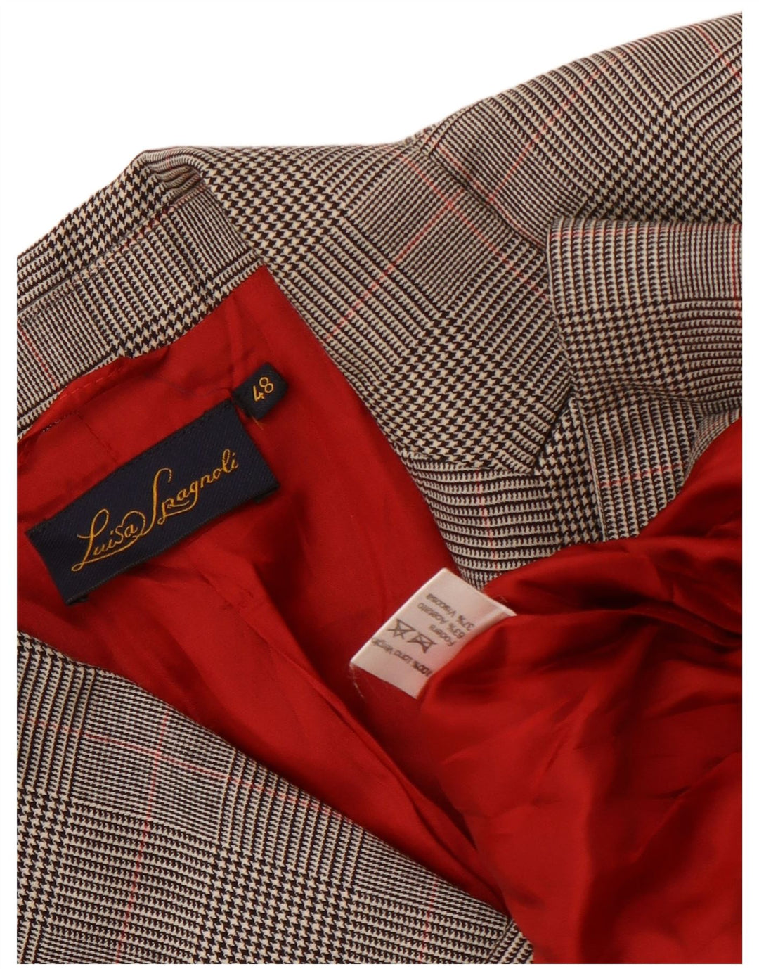 Luisa Spagnoli jaqueta blazer feminina de 3 botões IT 48 XL cinza houndstooth lã