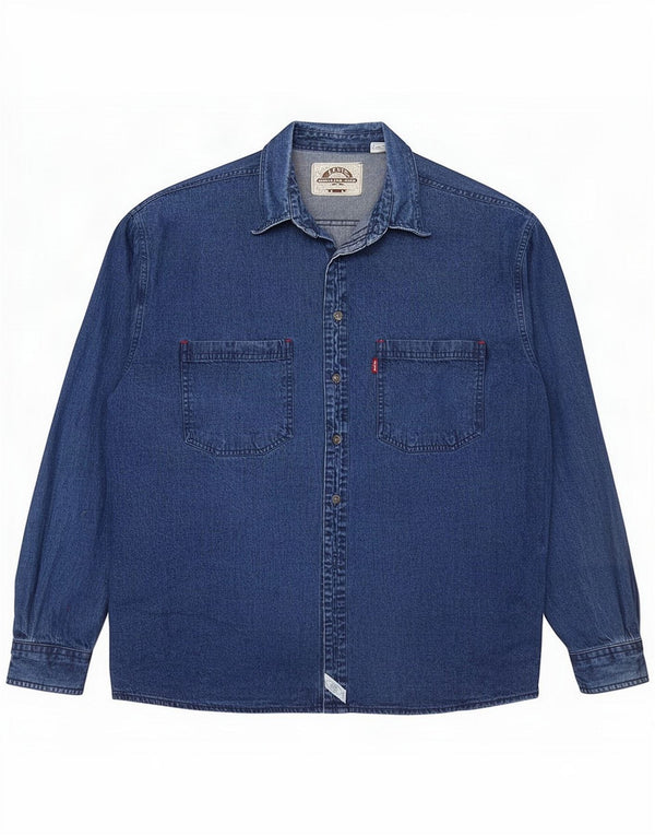 Camisa jeans masculina Levi's grande algodão azul