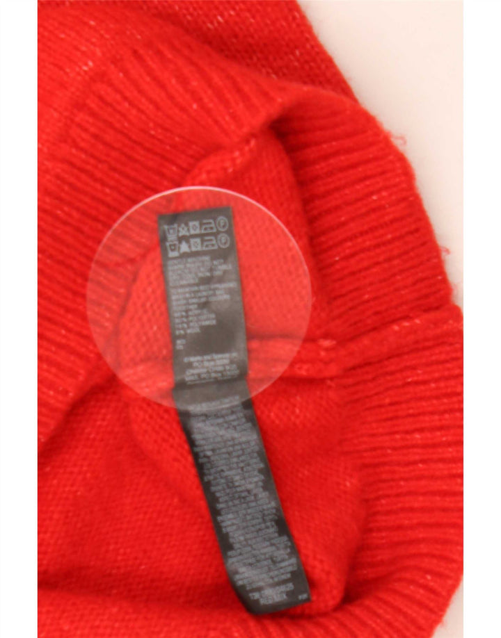 Suéter feminino Marks & Spencer com gola redonda Reino Unido 14 médio vermelho manchado