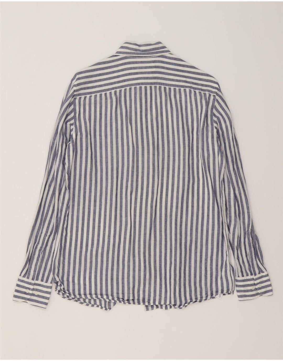 Camisa masculina MASSIMO DUTTI de algodão listrado azul médio