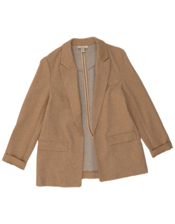 Jaqueta Blazer aberta feminina Topshop Reino Unido 10 poliéster bege pequeno