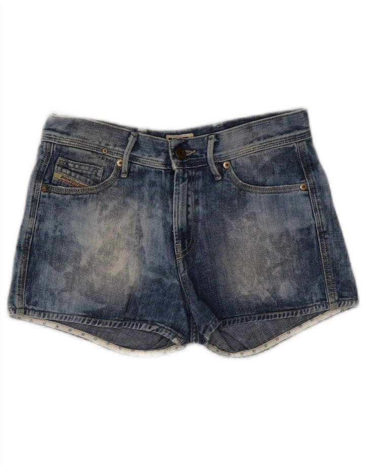 Shorts jeans feminino com lavagem ácida DIESEL W25 XS algodão azul