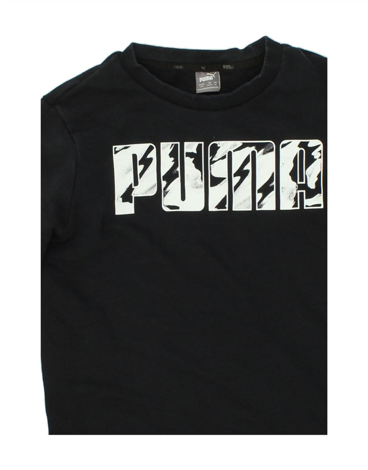 PUMA Boys Graphic Sweatshirt Jumper 13-14 Years Black Cotton Vintage Puma and Second-Hand Puma from Messina Hembry 