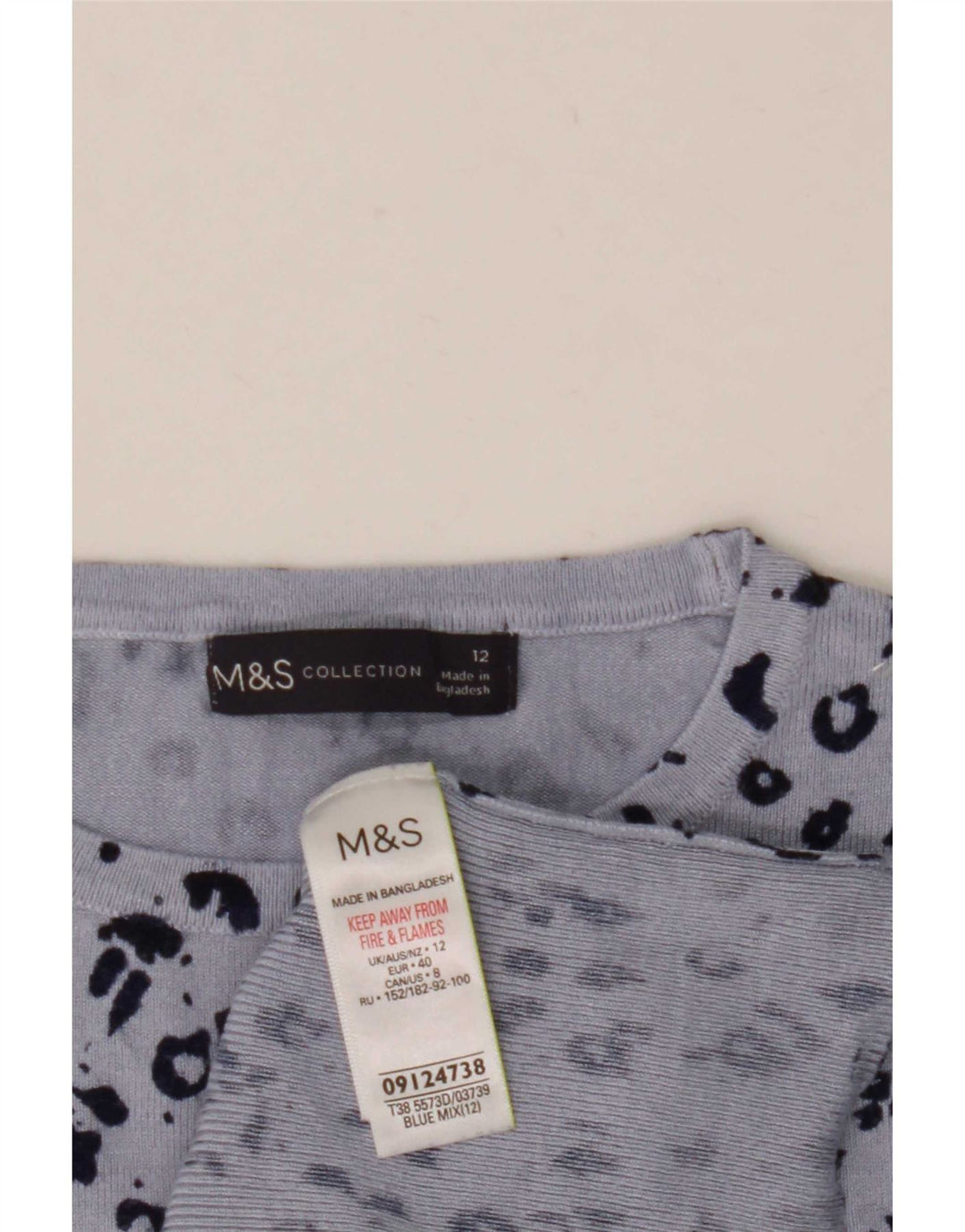 Suéter feminino Marks & Spencer com gola redonda Reino Unido 12 azul médio