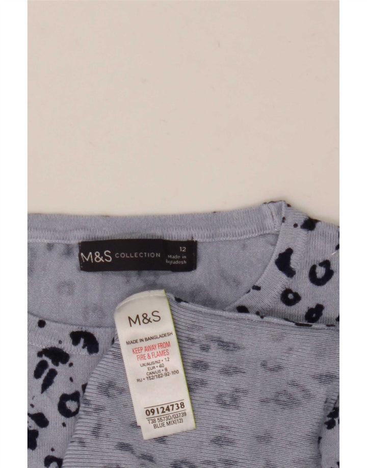 Suéter feminino Marks & Spencer com gola redonda Reino Unido 12 azul médio