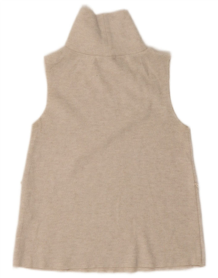 Colete feminino Zara UK 10 pequeno poliéster bege