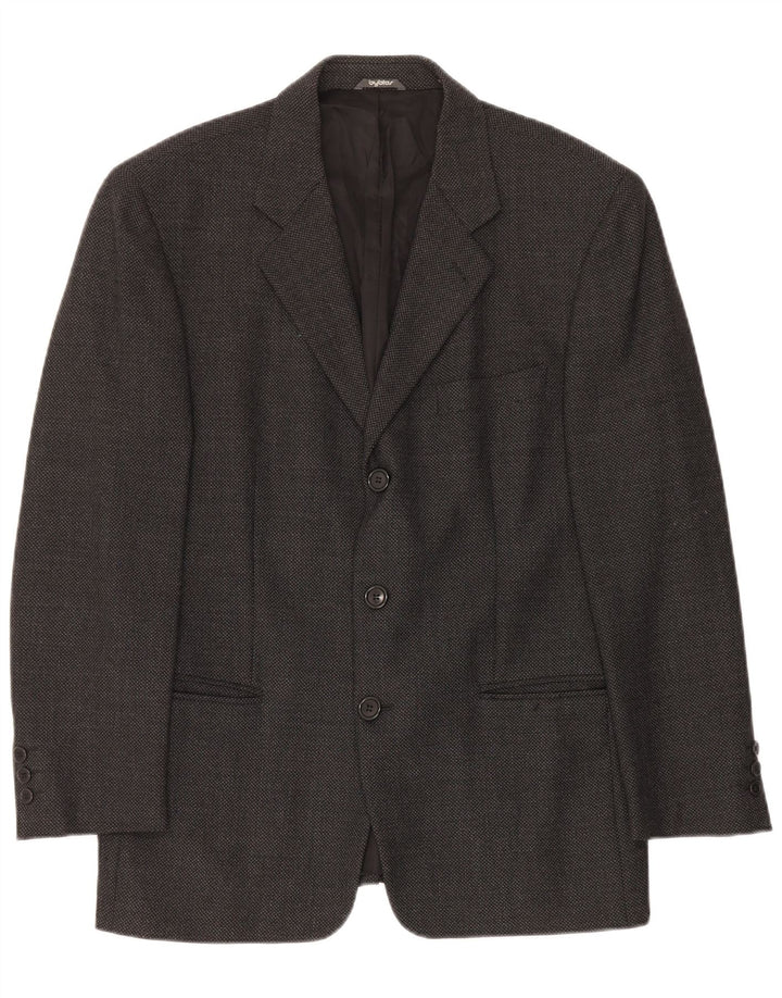 Jaqueta blazer masculina Byblos com 3 botões EU 48 lã cinza médio