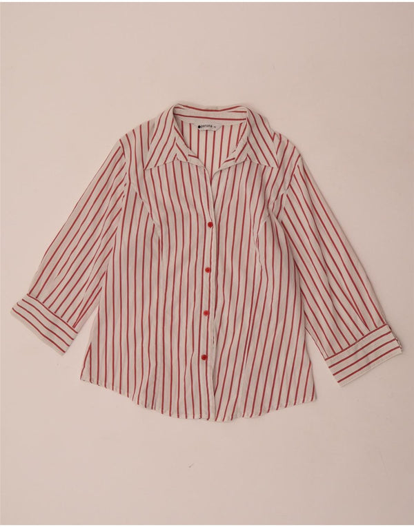 Camisa feminina Persona manga 3/4 tamanho 19 pequena risca de giz vermelha algodão