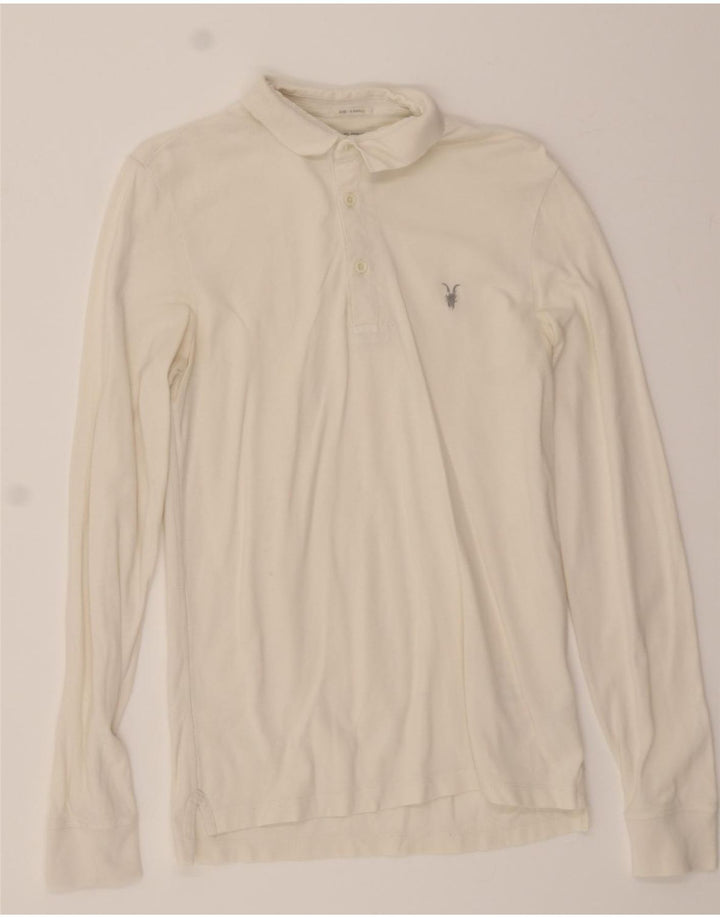 ALL SAINTS Mens Long Sleeve Polo Shirt XS White Cotton Vintage All Saints and Second-Hand All Saints from Messina Hembry 
