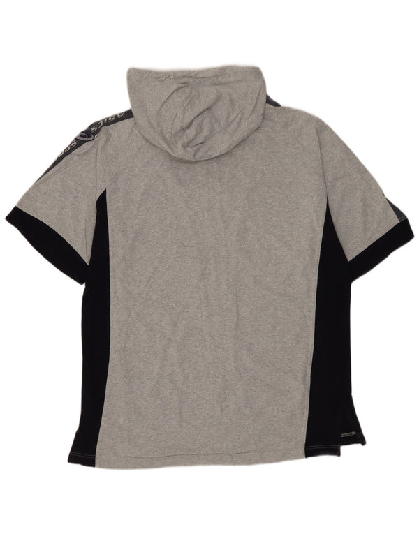 Suéter ASICS masculino de manga curta com capuz e zíper pequeno cinza colorblock algodão