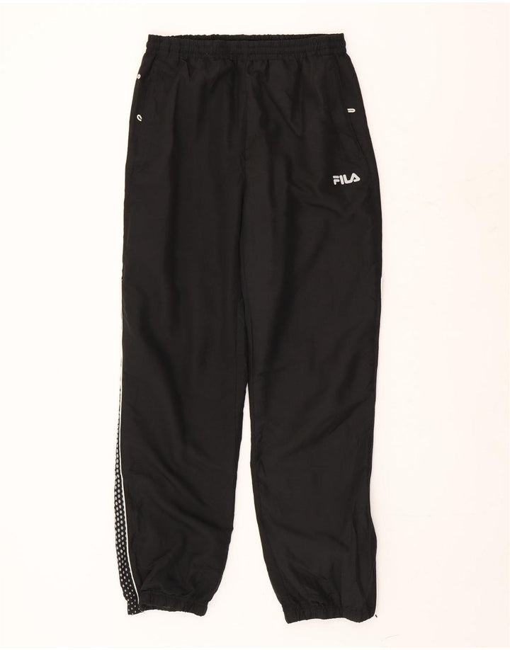 Fila Mens Treino Calças Joggers Pequeno Poliéster Manchado Preto