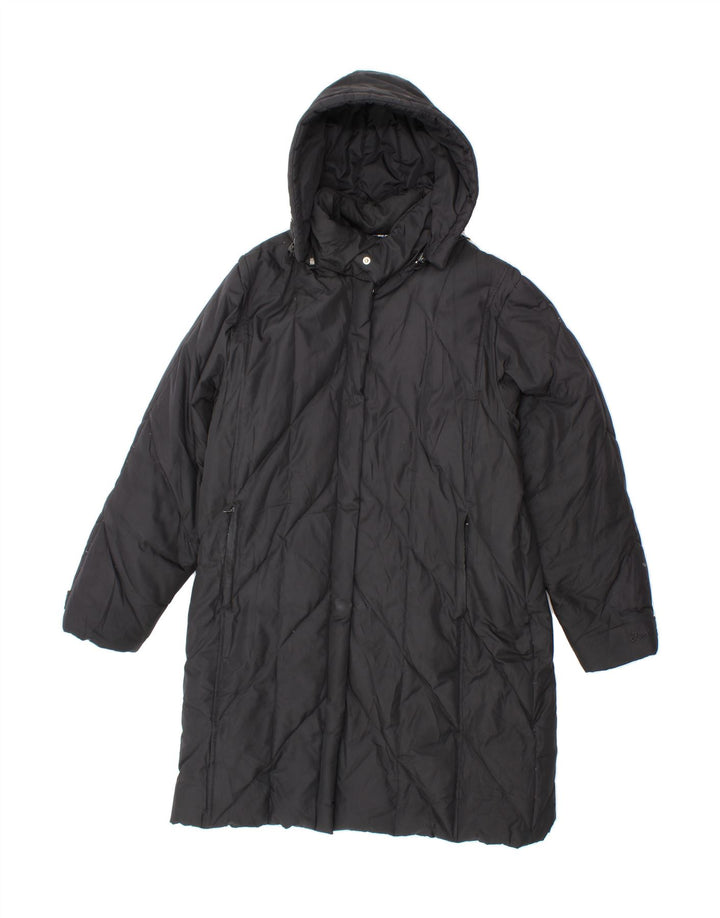 ASICS Womens Hooded Padded Coat UK 16 Large Black Polyester Vintage Asics and Second-Hand Asics from Messina Hembry 