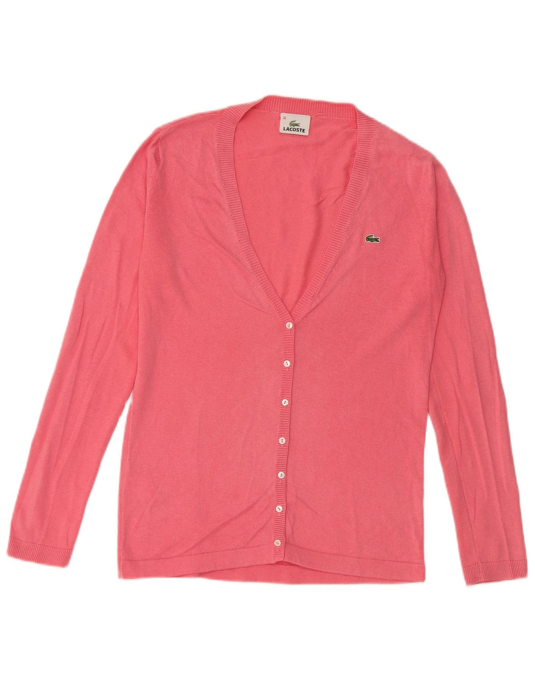 Suéter cardigã feminino Lacoste EU 36 pequeno algodão rosa