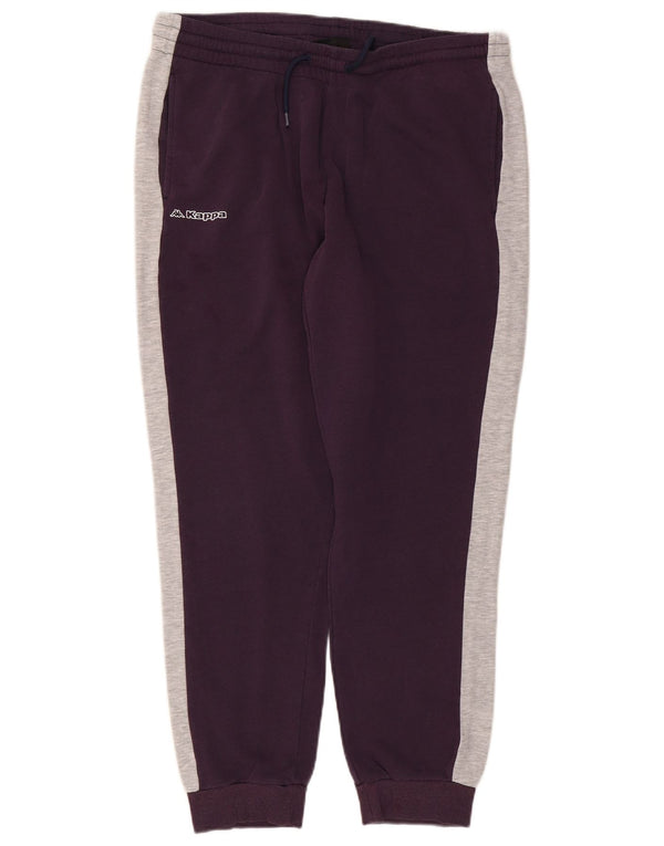 Calça de treino feminina Kappa Joggers UK 20 2XL roxo colorblock algodão