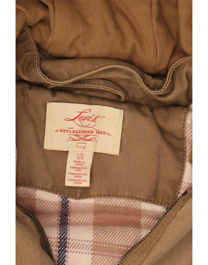 Jaqueta Parka feminina com capuz LEVI'S Reino Unido 16 grande algodão marrom