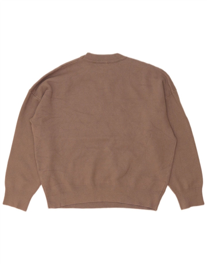 Zara Suéter masculino com gola redonda, grande viscose marrom