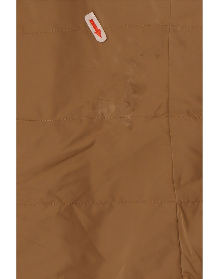 Casaco acolchoado com capuz feminino Zara UK 14 poliéster bege médio