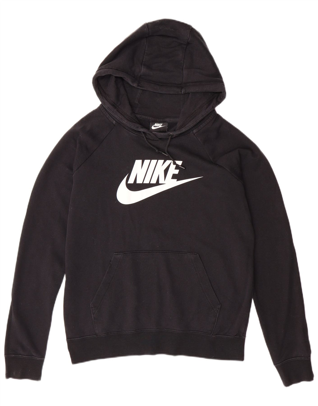NIKE feminino oversized gráfico moletom com capuz Reino Unido 10 pequeno algodão preto