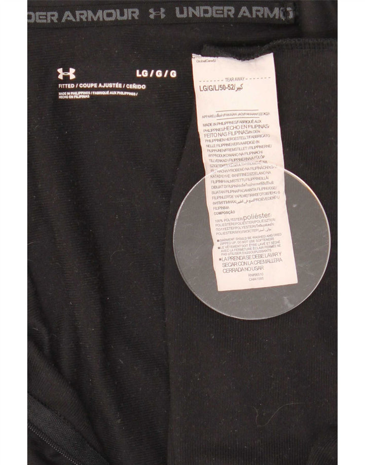 Under Armour Mens Zip Neck Top Manga Longa Grande Poliéster Preto