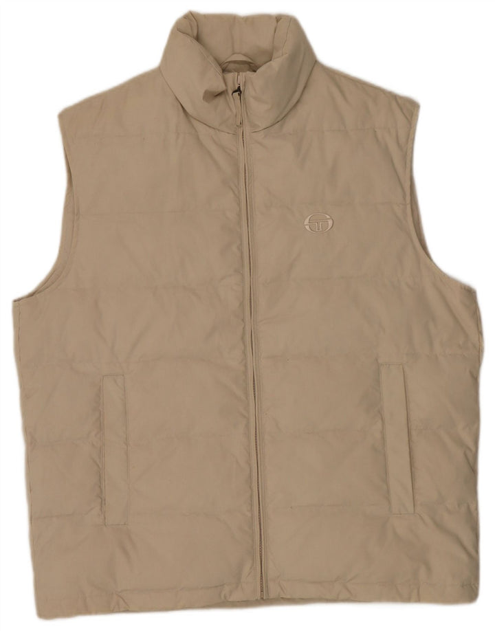 Sergio Tacchini Colete acolchoado masculino UK 42 XL poliéster bege