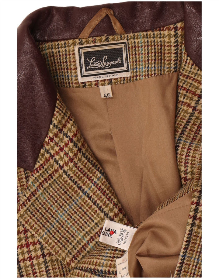 Luisa Spagnoli jaqueta blazer feminina de 3 botões IT 46 grande bege houndstooth