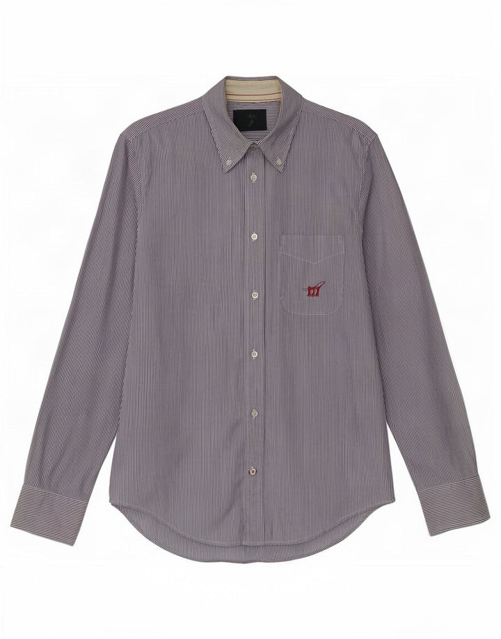 Camisa masculina Henry Cottons tamanho 39 algodão listrado azul médio