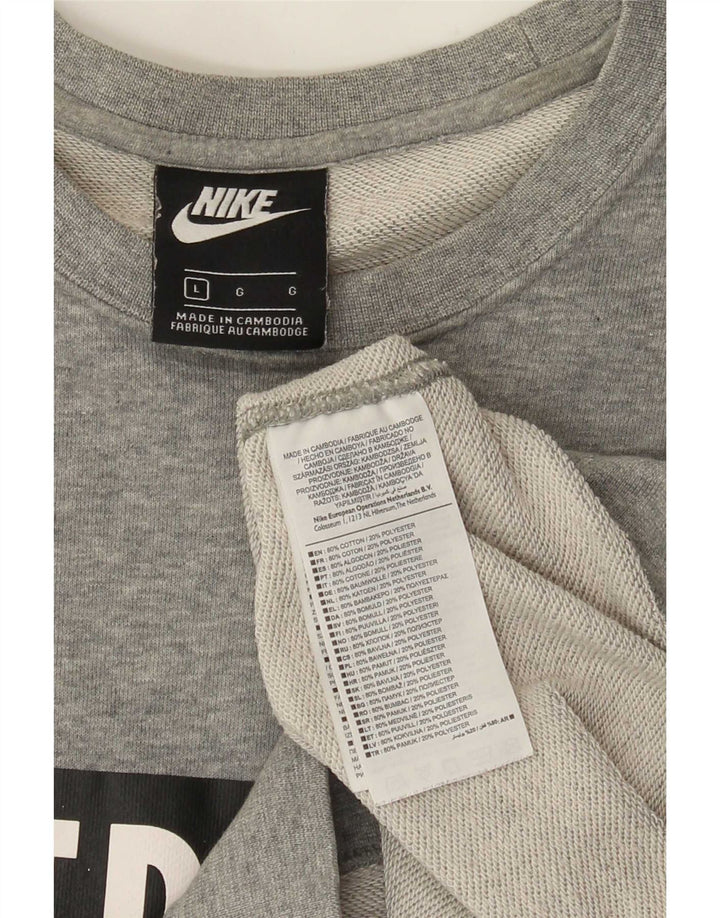 Moletom gráfico masculino Nike Jumper grande algodão manchado cinza