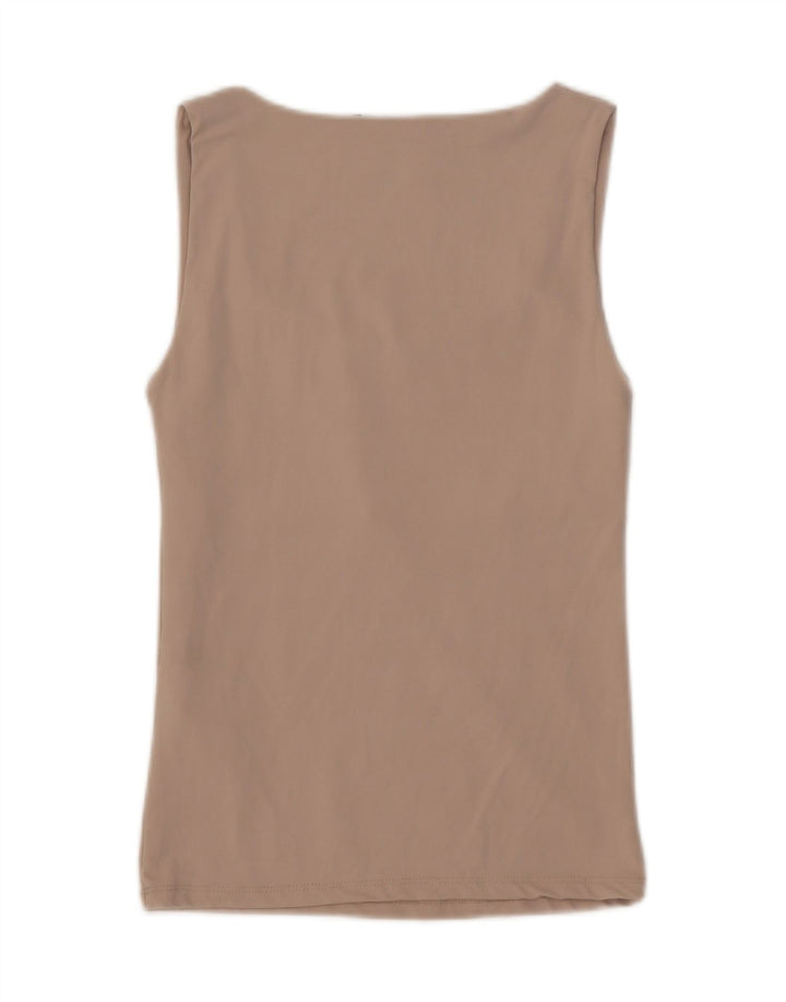 Zara Womens Vest Top UK 12 Médio Bege Poliamida