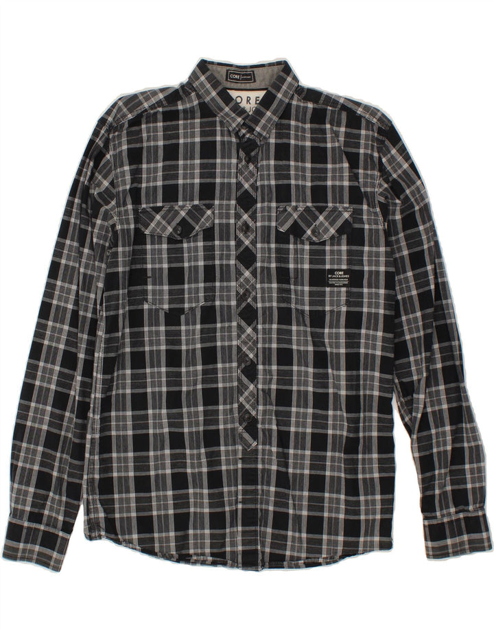 JACK & JONES Mens Shirt Medium Grey Check Cotton Vintage Jack & Jones and Second-Hand Jack & Jones from Messina Hembry 