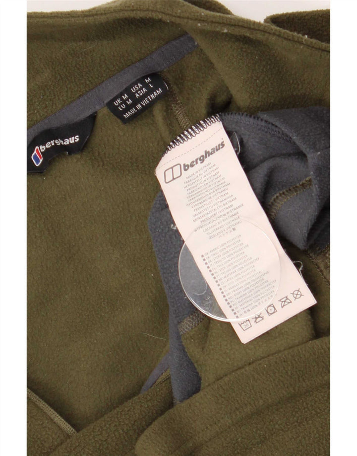 Berghaus Suéter masculino de lã com zíper e gola média cáqui poliéster colorblock