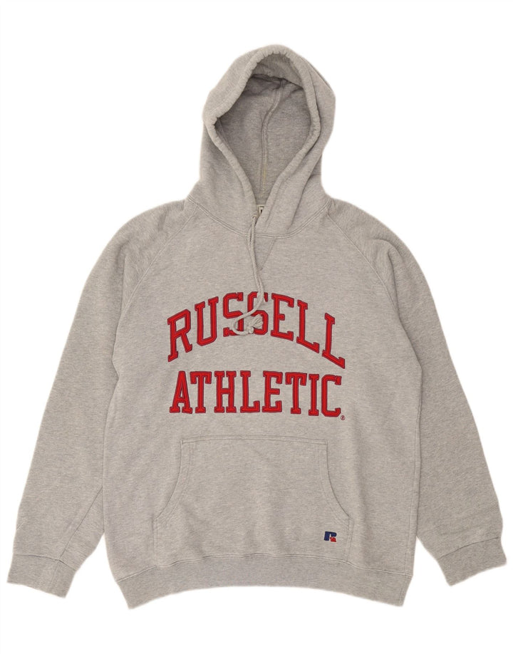 Russell Athletic Mens moletom gráfico jumper grande algodão cinza