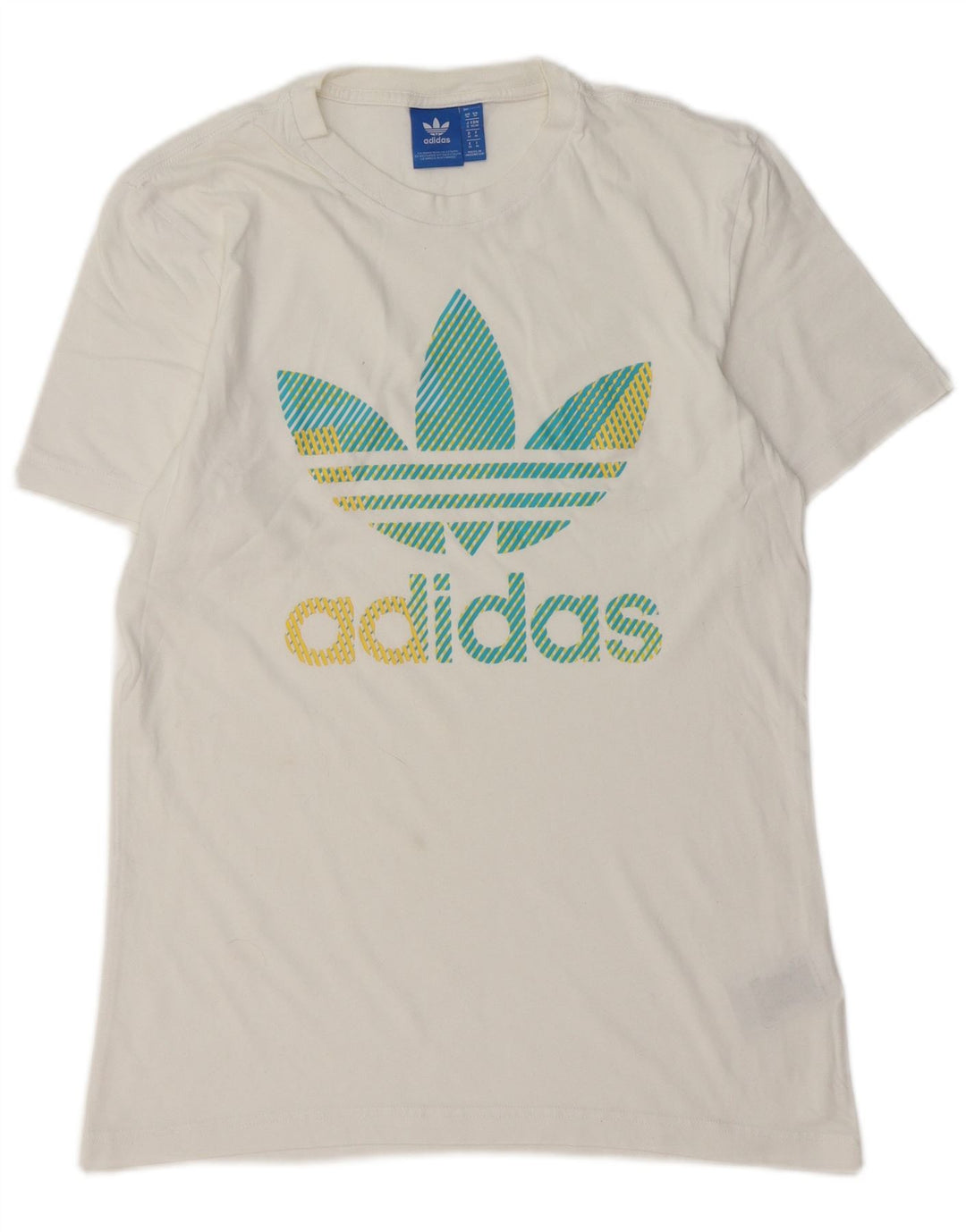 ADIDAS Mens Graphic T-Shirt Top Médio Algodão Branco