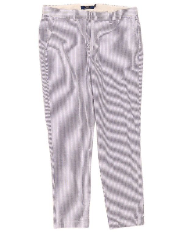 Calça chino feminina Polo Ralph Lauren EU 8 médio W38 L28 risca de giz azul