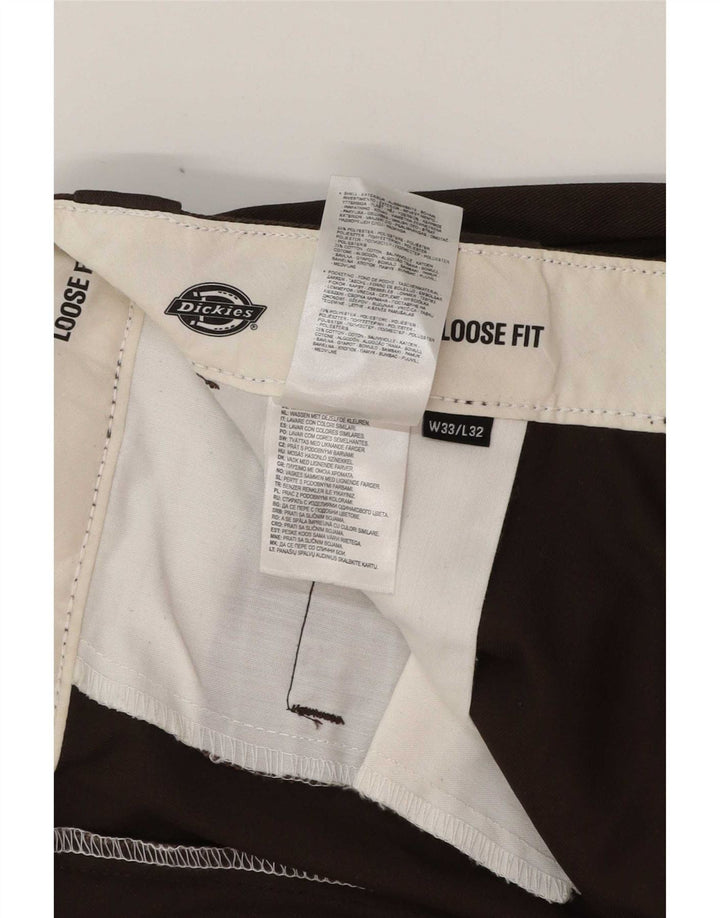 Calças cargo masculinas Dickies Loose Fit W33 L32 poliéster marrom
