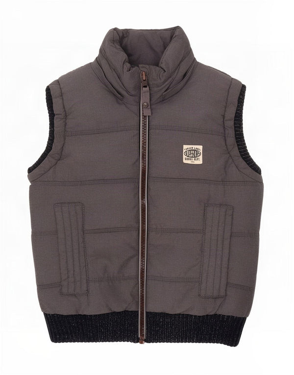Superdry Womens Oversized acolchoado Gilet UK 6 XS cinza Colourblock algodão