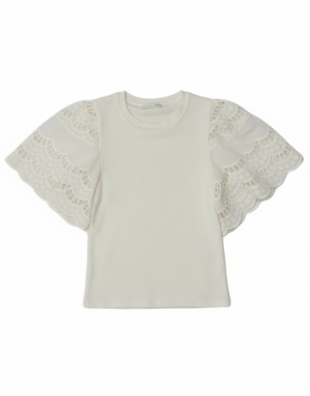 Zara blusa feminina cropped asa de morcego top UK 8 pequena viscose branca