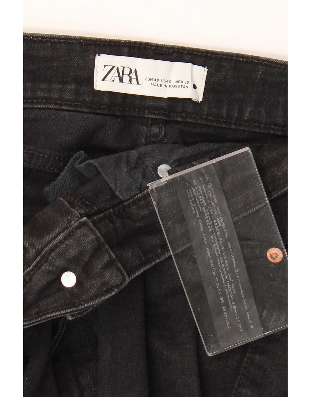 Zara Calça Jeans Feminina Flared EU 40 Médio W30 L33 Algodão Preto