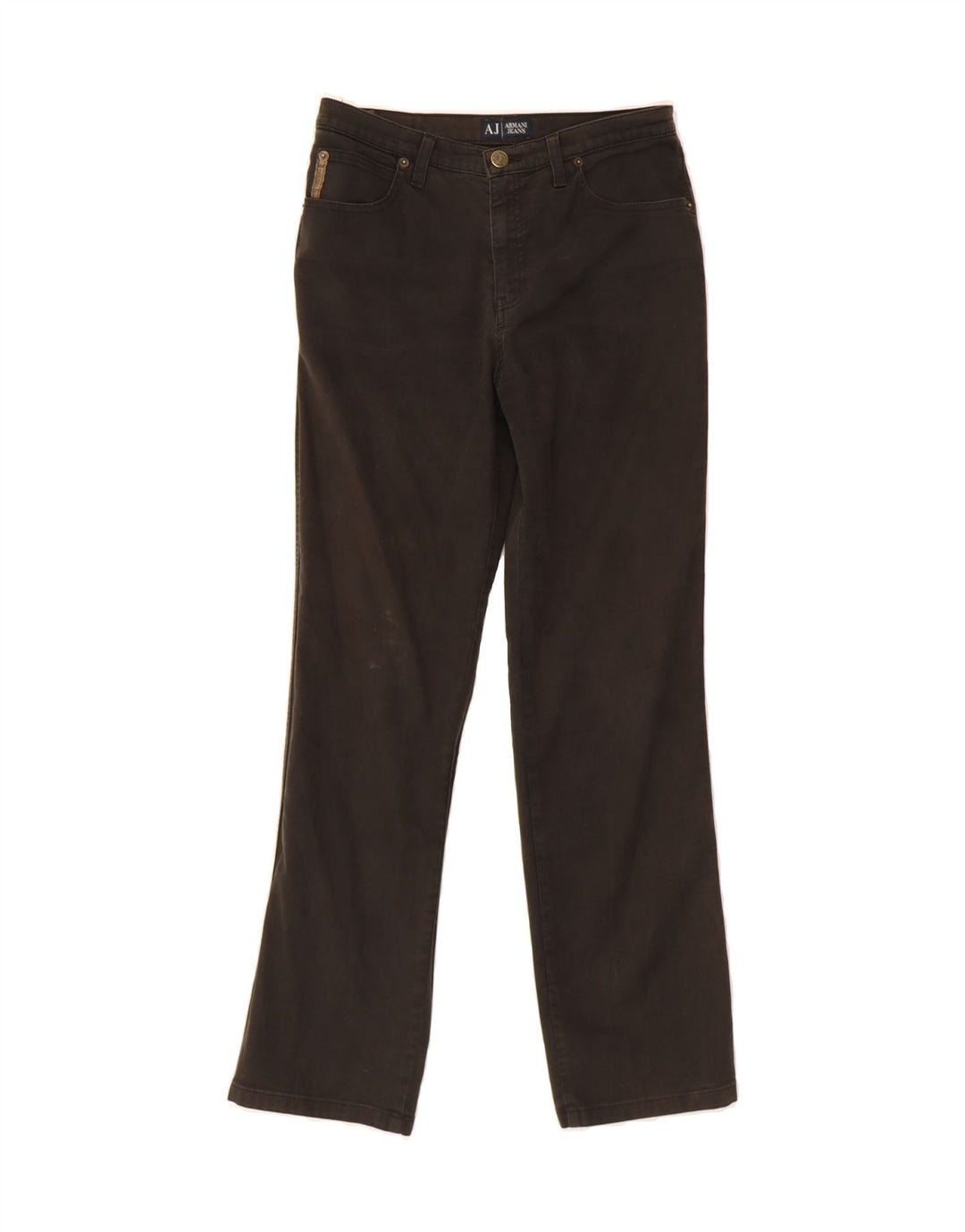 ARMANI Womens Straight Casual Trousers W29 L29 Brown Cotton Vintage Armani and Second-Hand Armani from Messina Hembry 