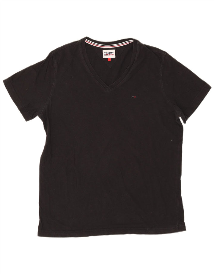 Tommy Hilfiger Camiseta masculina grande de algodão preto