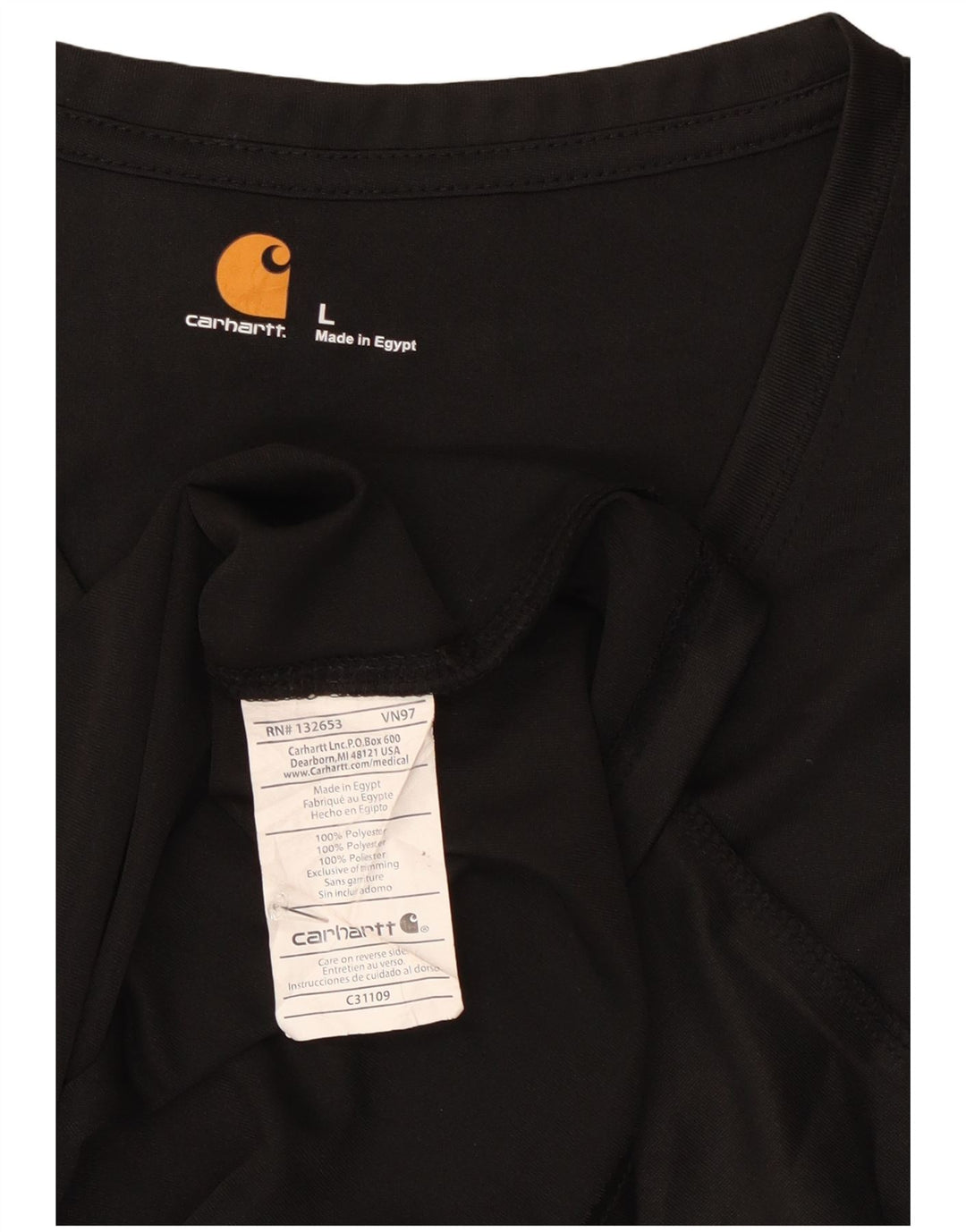 Top feminino Carhartt de manga comprida UK 16 grande poliéster preto