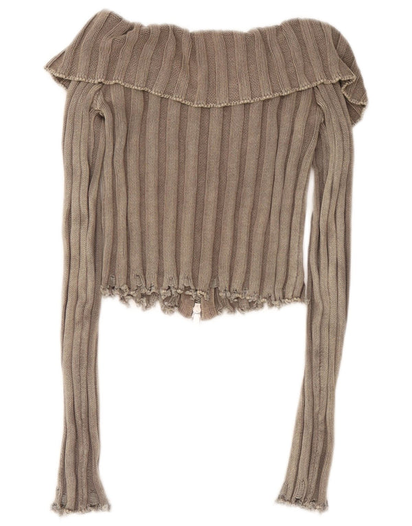 Suéter Zara Feminino Crop Cardigan UK 4 XS Marrom