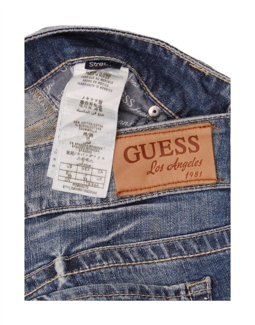 Guess Mens Stretch Slim Jeans W33 L32 Azul Algodão