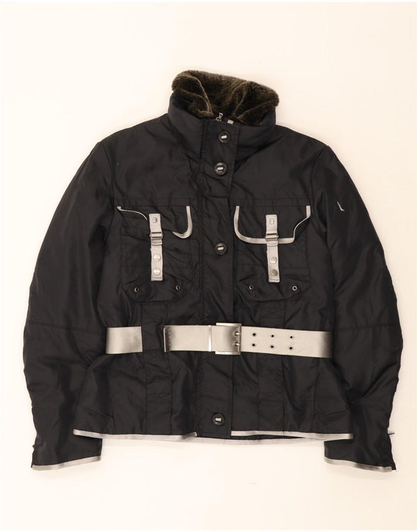 Jaqueta utilitária feminina PEUTEREY com capuz IT 46 grande poliamida preta