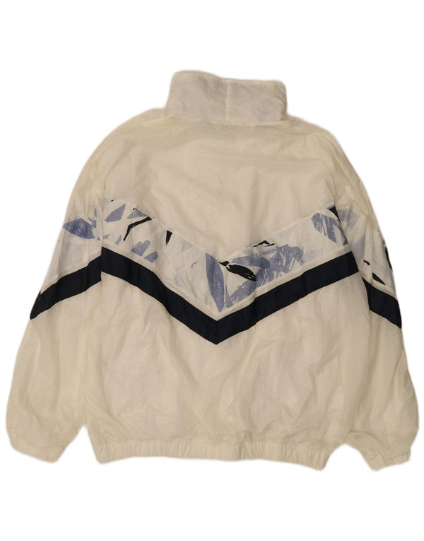 Jaqueta superior de agasalho masculino vintage IT 56 XL branco colorblock