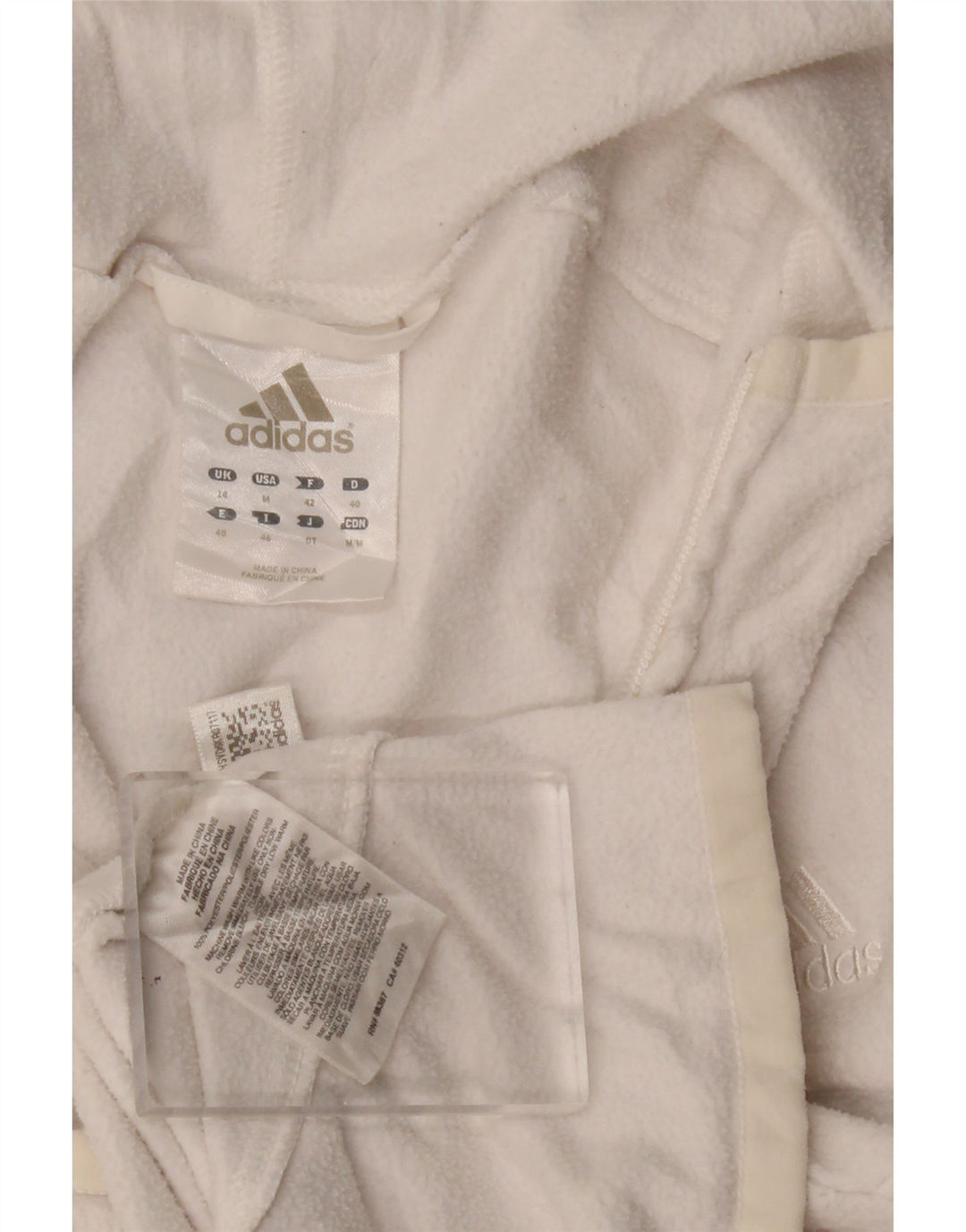 Adidas Womens Hooded Fleece Jacket UK 12 Médio Branco Poliéster