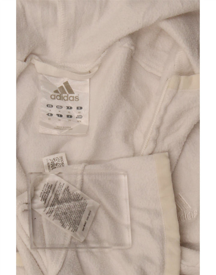 Adidas Womens Hooded Fleece Jacket UK 12 Médio Branco Poliéster